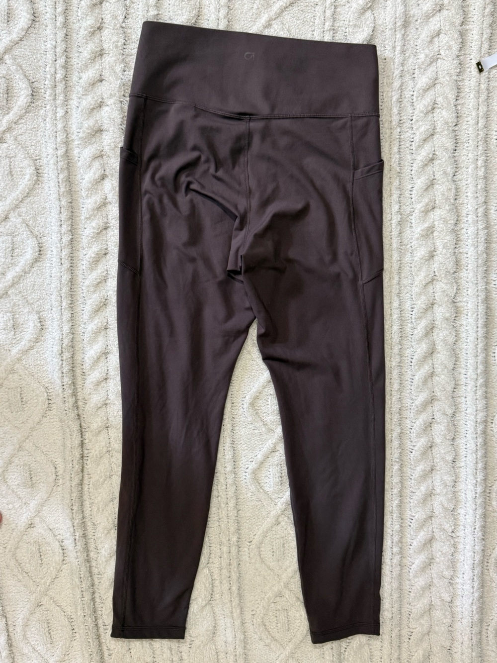GapFit Sky High Studio Pocket Leggings Brown High Rise Yoga Athletic Pants Large - Picture 9 of 16
